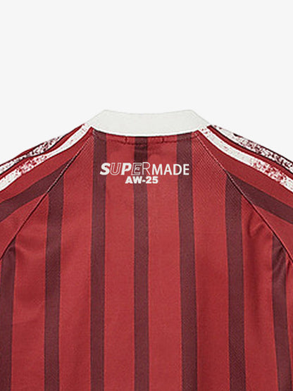 Retro Striped 88 Print Graphic Jersey Long-Sleeved T-Shirt