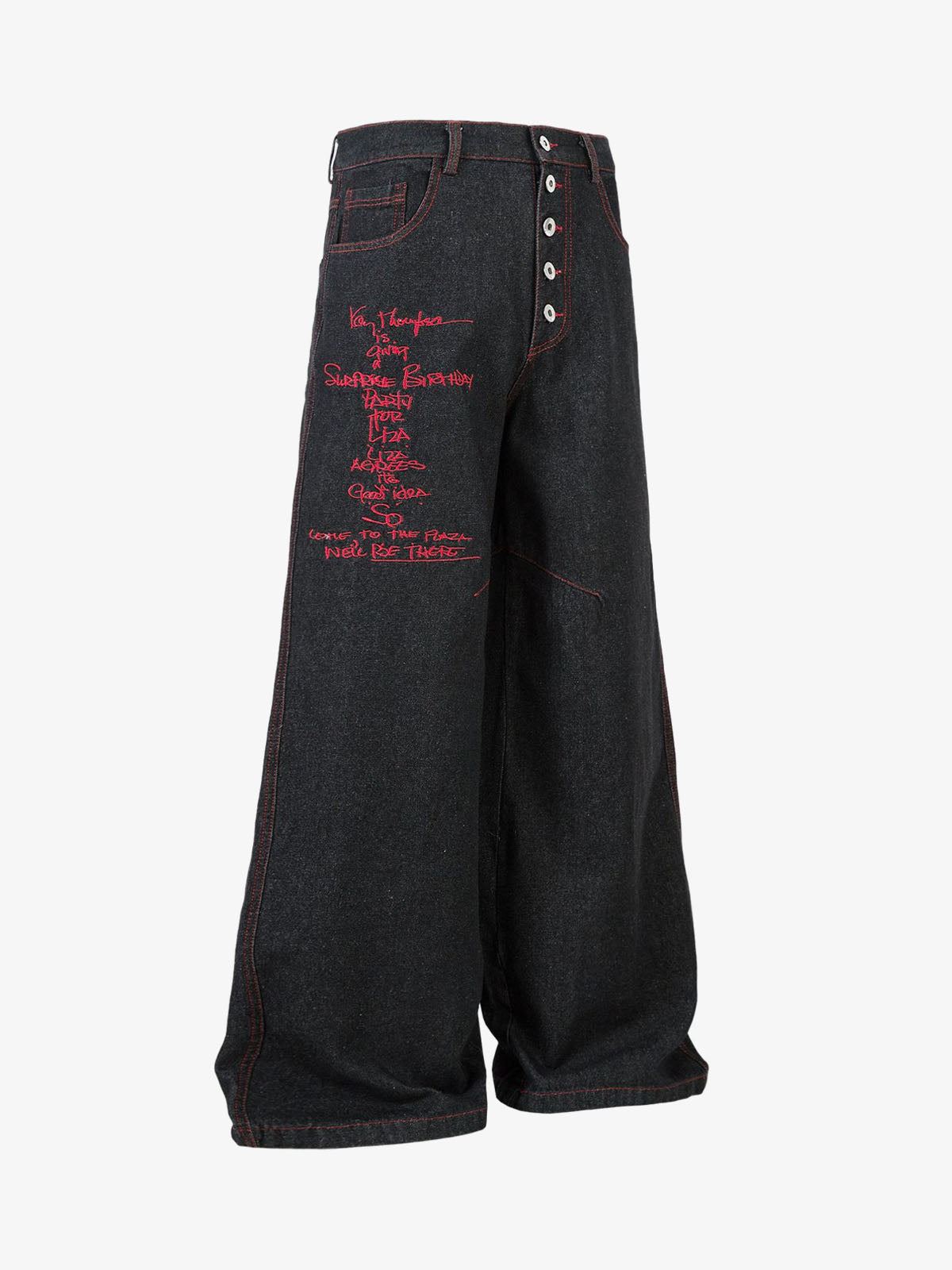 Thesupermade Contrast Thread Cross Letter Embroidered Jeans