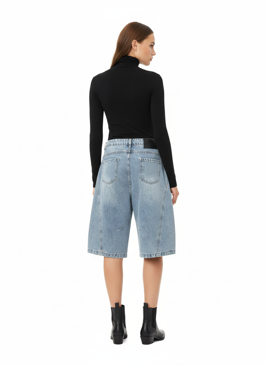 Distressed Ripped Deconstructed Split Barrel Jorts