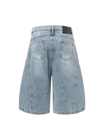 Distressed Ripped Deconstructed Split Barrel Jorts