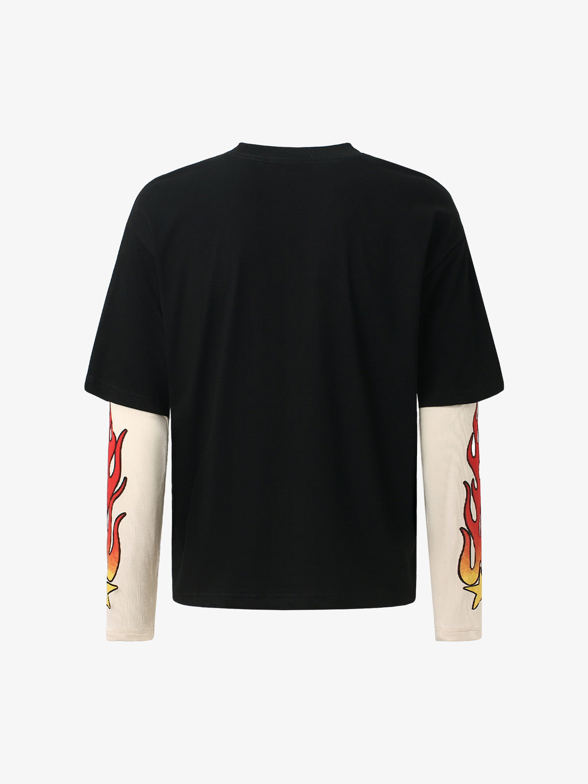 Gradient Letter Print Patchwork Faux Two-piece Long-sleeved T-shirt