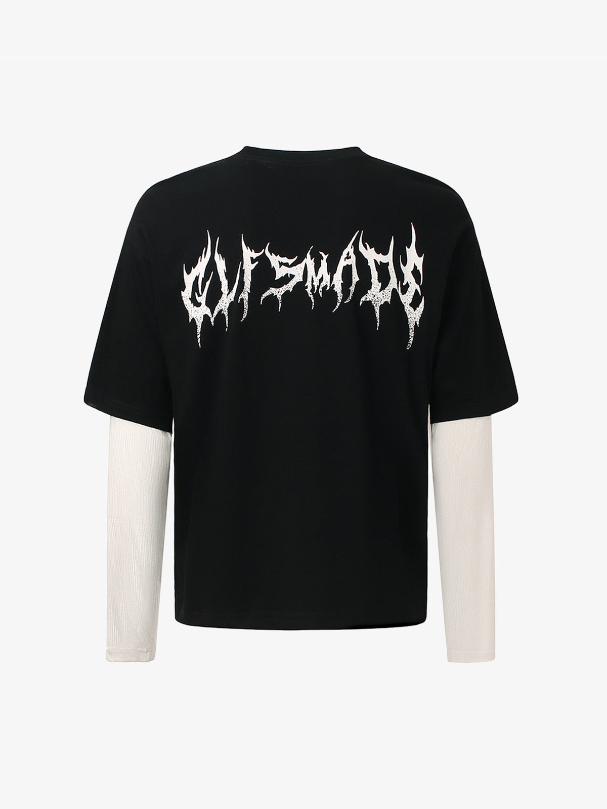 Patchwork Color Blocking Faux Two-piece Long-Sleeved T-Shirt