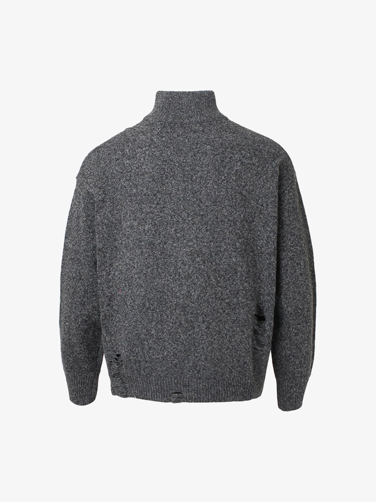 Turtleneck Cardigan Zip-Up Cable Sweater