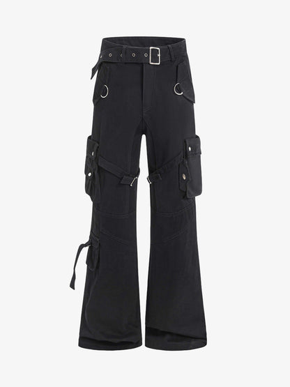 Multi-pocket Cargo Flared Pants