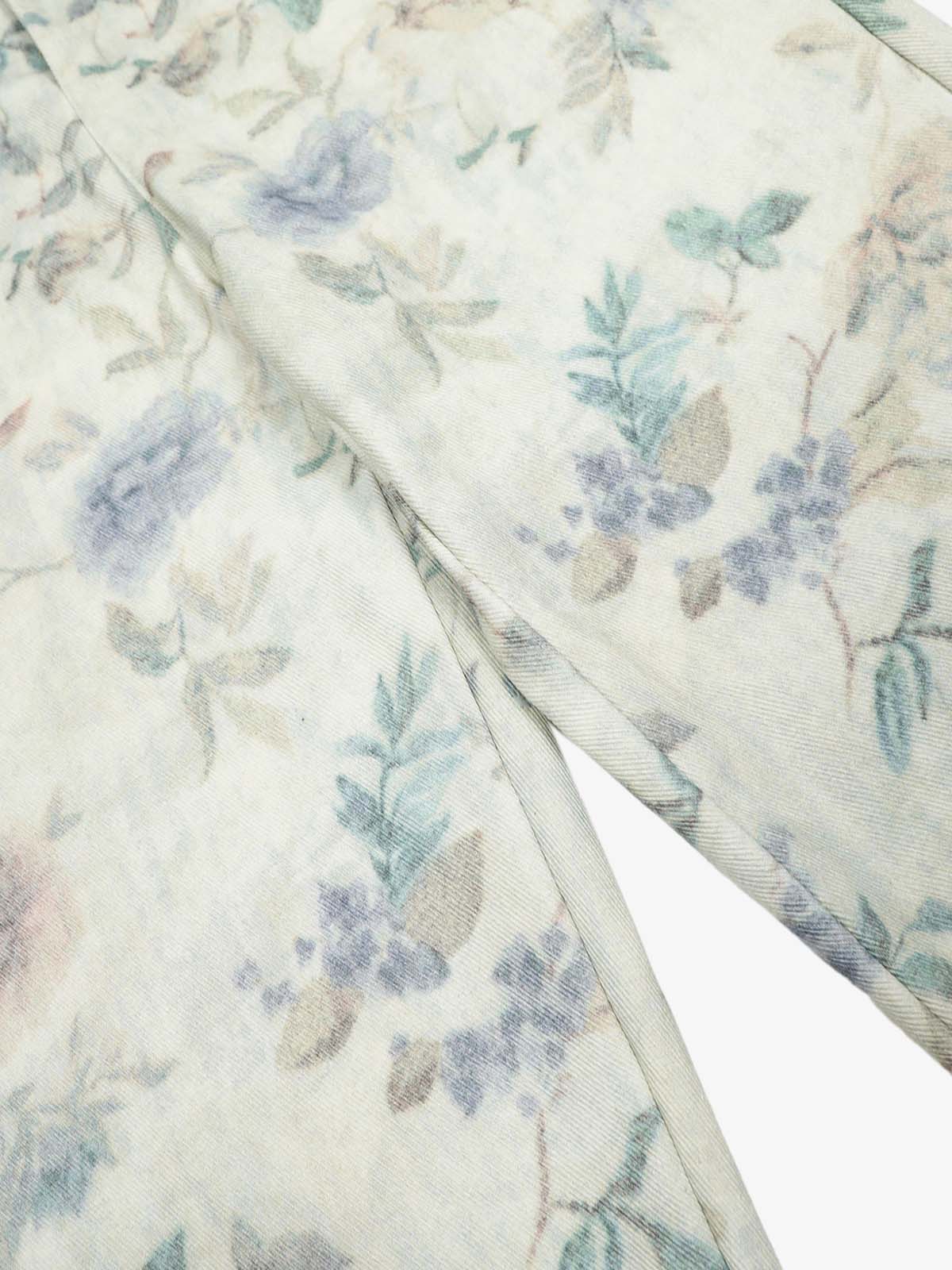 Vintage Floral Print Straight Jeans