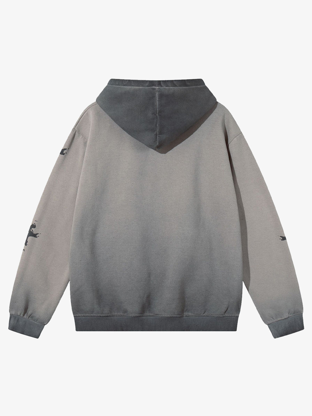 Street Washed Distressed Dark Skeletons Print Hoodie