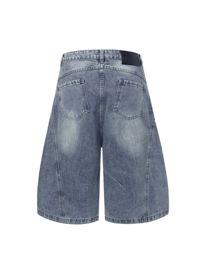 Distressed Ripped Deconstructed Split Barrel Jorts