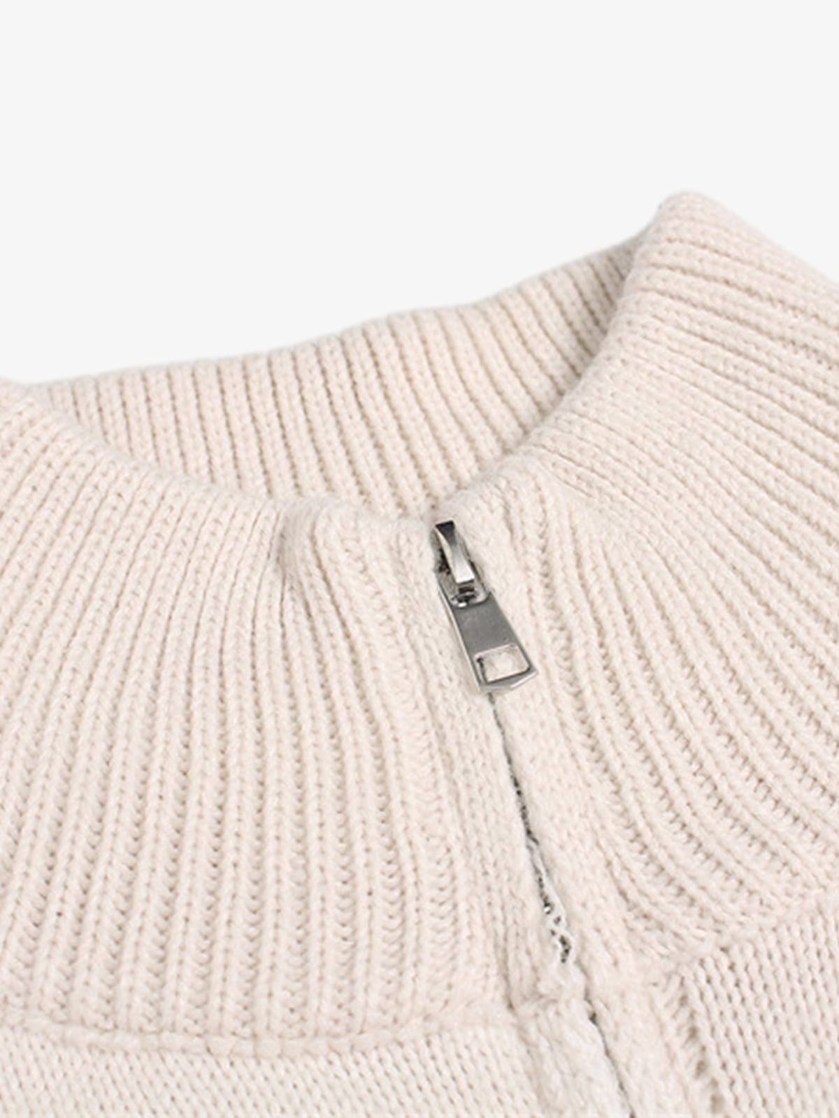 Heavy Cut Turtleneck Cardigan Zipper Sweater
