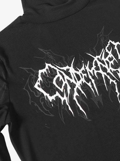 Dark Style Printed Slim Mesh Long Sleeves T-Shirt