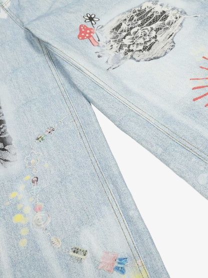 Retro Spray Graffiti Fun Straight Jeans