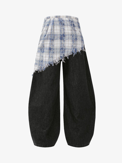 Stylish Wide-Leg Pants with Plaid Tie Belt - Perfect for Casual and Fashionable Looks