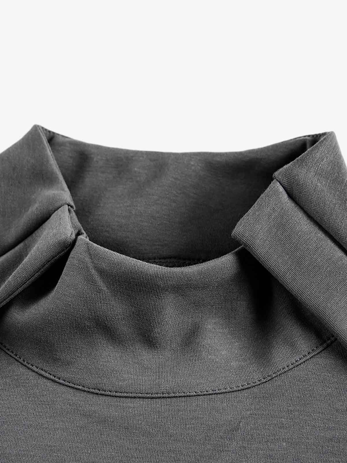 Faux Two-Piece Layered Half-Zip Pullover Long Sleeve T-Shirt