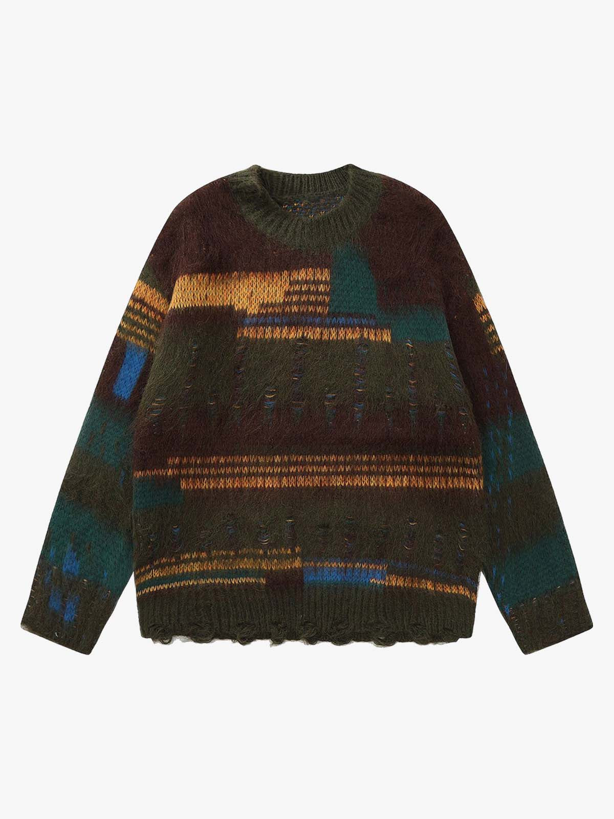 Geometric Irregular Striped Sweater