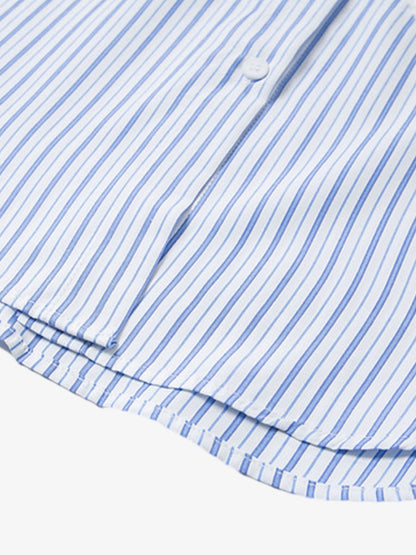 Retro Contrast Flocked Striped Long Sleeve Shirt