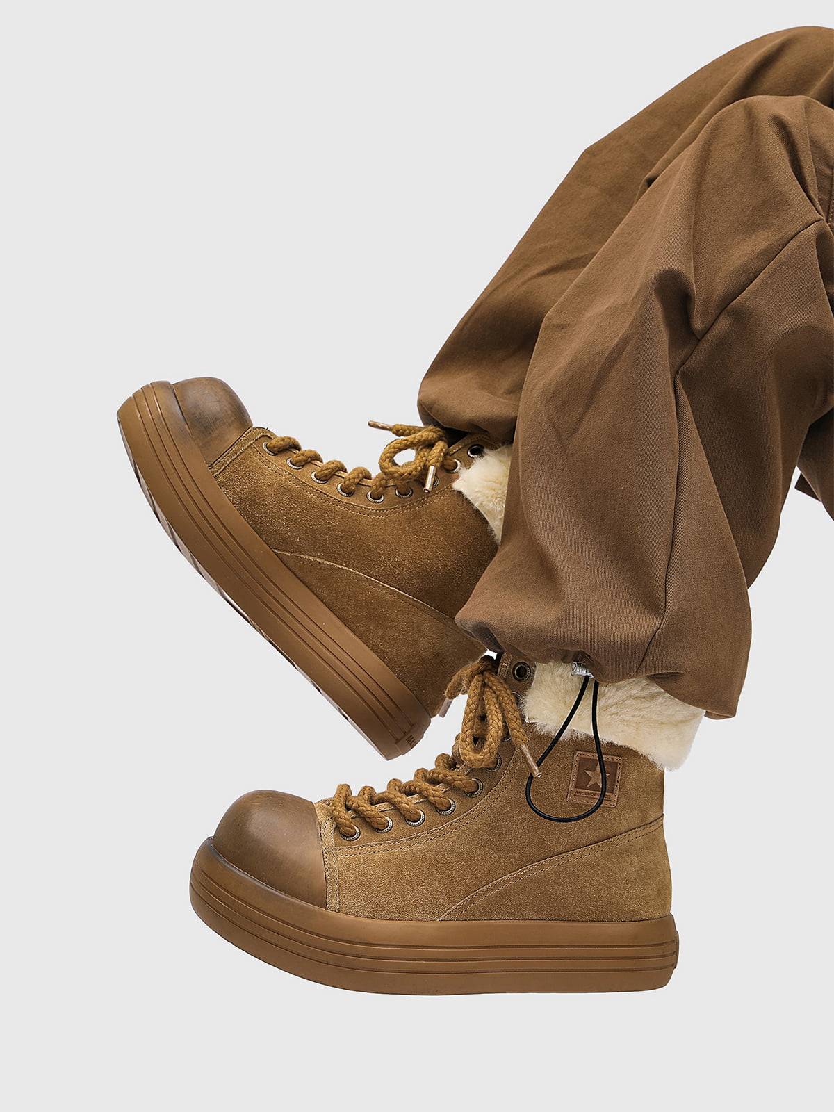 Winter Warmth High-Top Sneaker Boots with Fuzzy Collar