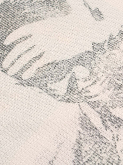 Retro Portrait Letter Print Long-sleeved T-shirt