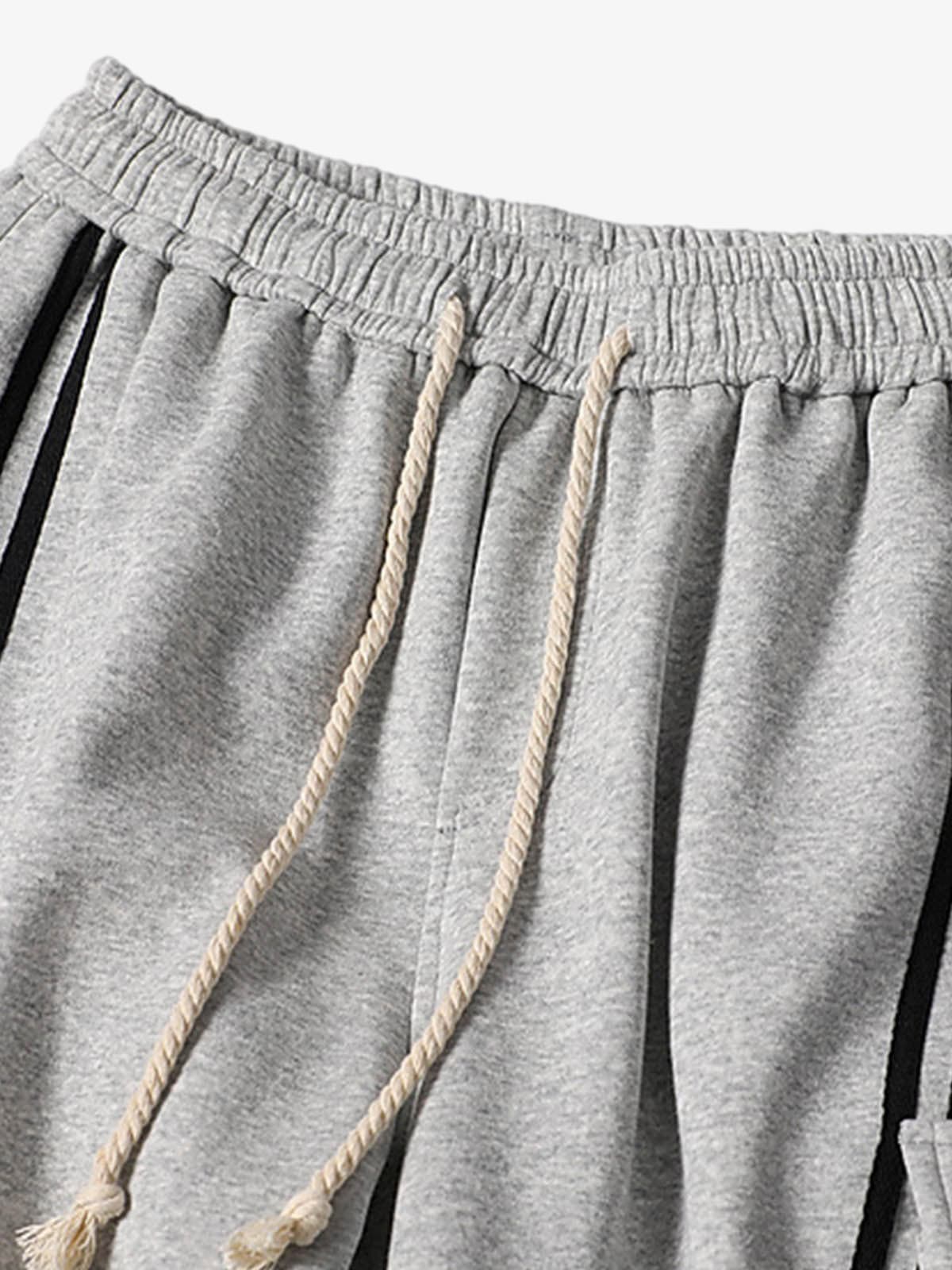 Cotton Web Stitching Letter Print Drawstring Barrel Pants