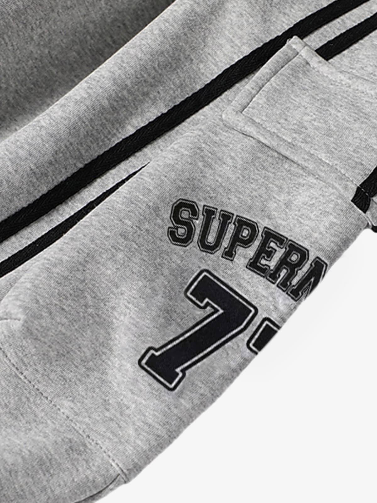 Cotton Web Stitching Letter Print Drawstring Barrel Pants