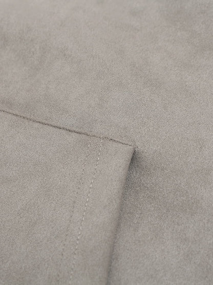 Suede Double-Ended Zippered Cropped Hooded Jacket