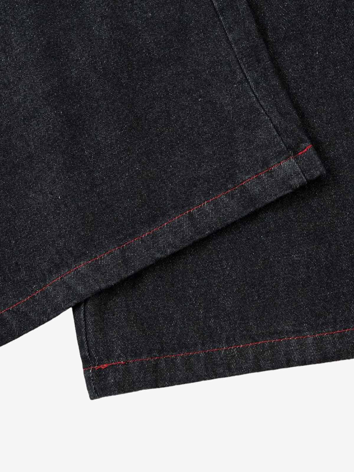 Thesupermade Contrast Thread Cross Letter Embroidered Jeans