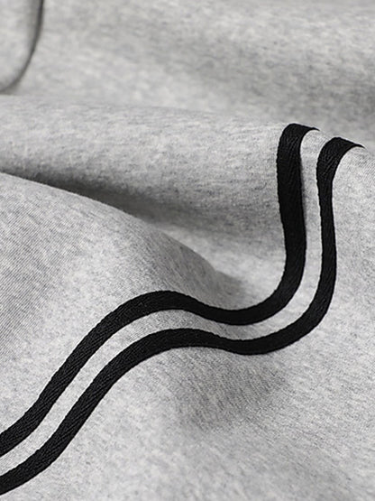 Cotton Web Stitching Letter Print Drawstring Barrel Pants