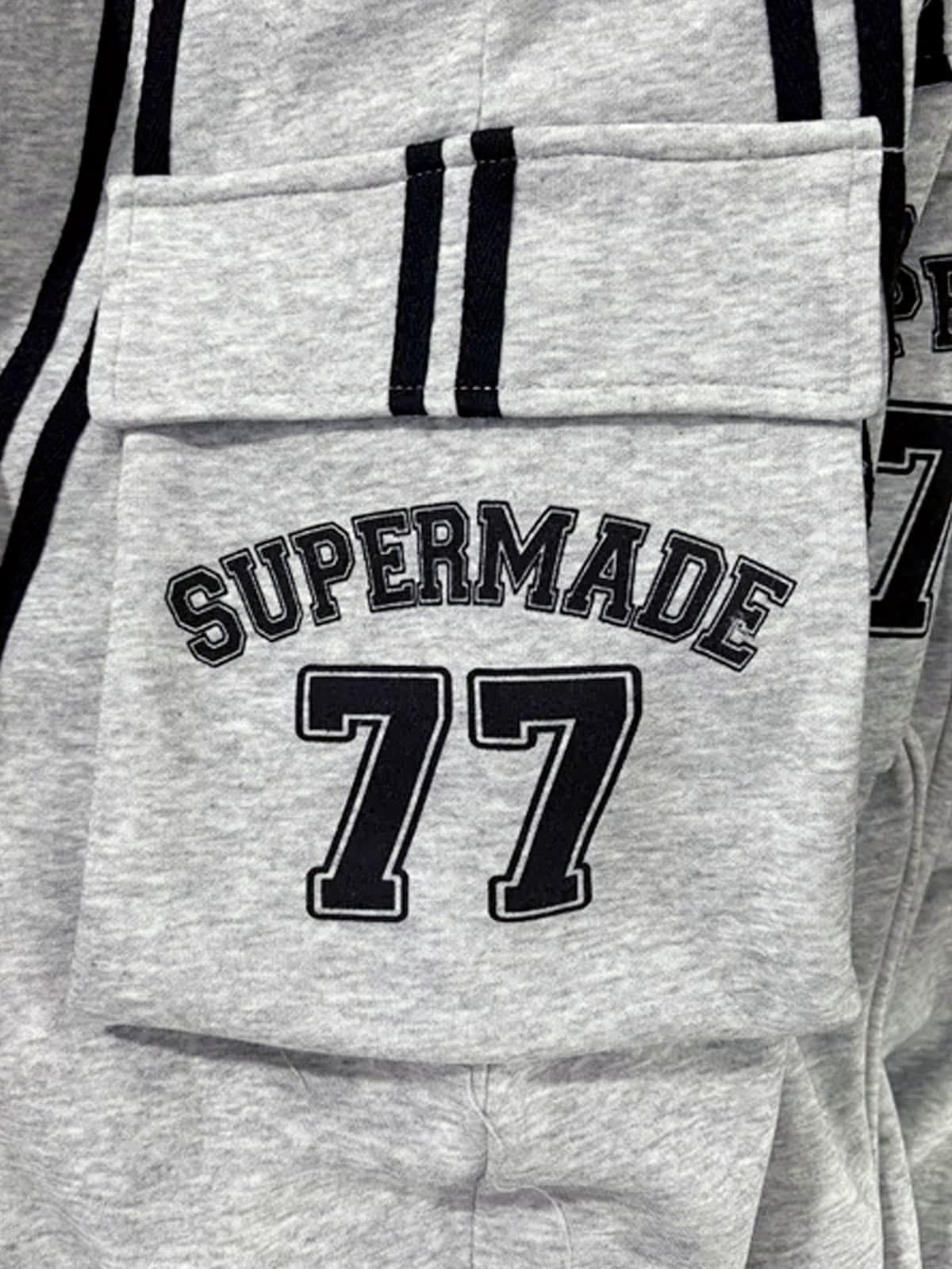 Cotton Web Stitching Letter Print Drawstring Barrel Pants