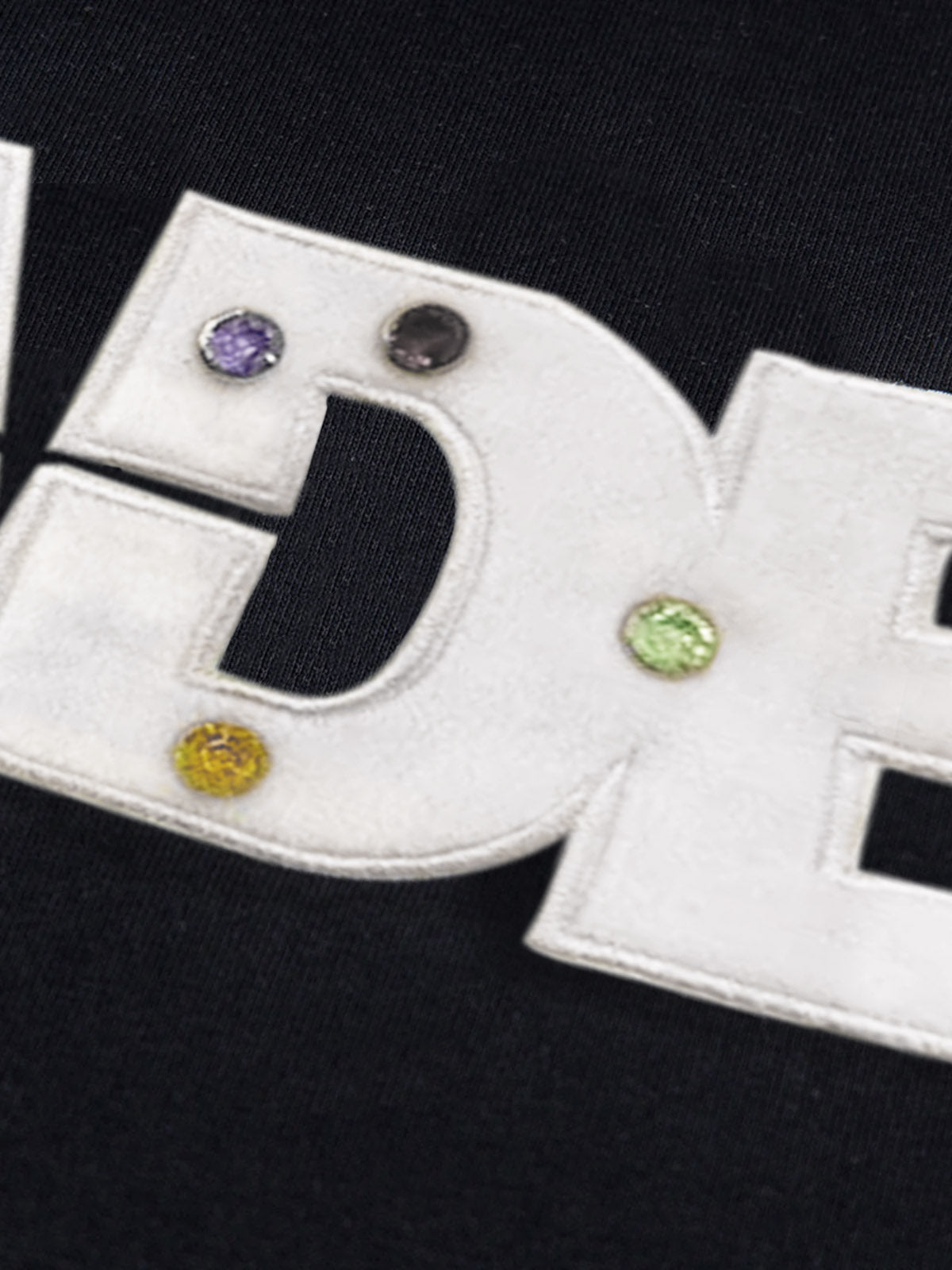 Street Retro MOOD Patch Embroidered Rivet T-shirt - 2440