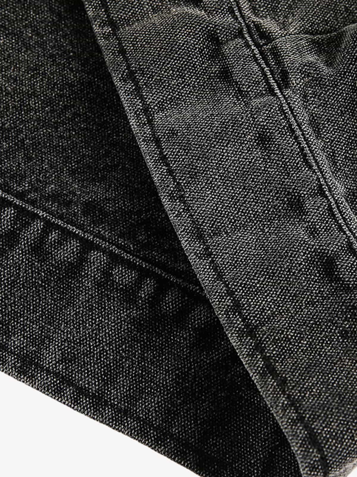 Washed And Distressed Dark Graffiti Patchwork Jacket