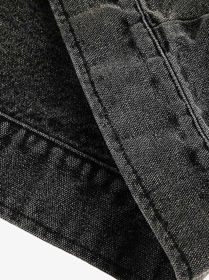 Washed And Distressed Dark Graffiti Patchwork Jacket