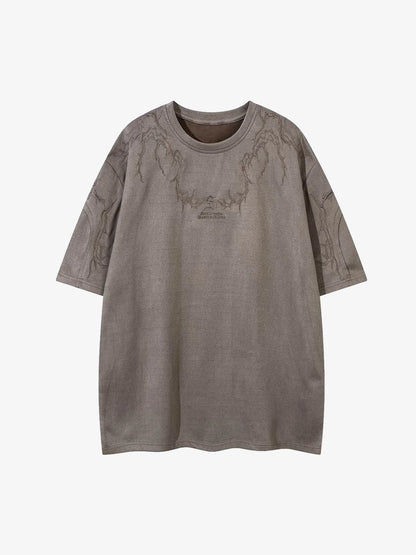 Thorn Embroidery Suede T-Shirt