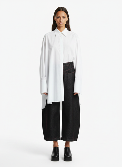 Street Culottes Red Stitching Barrel Jeans