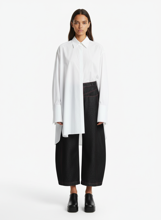 Street Culottes Red Stitching Barrel Jeans