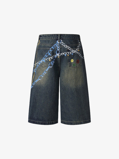 Street Painting Graffiti Denim Jorts