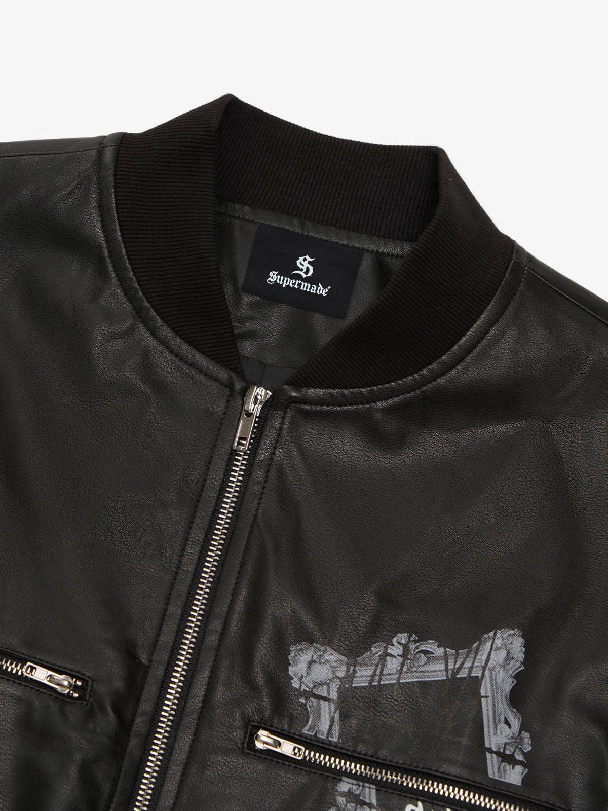 Thorn Destruction Frame Pattern Leather Vest