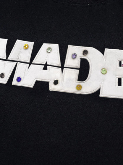 Street Retro MOOD Patch Embroidered Rivet T-shirt - 2440