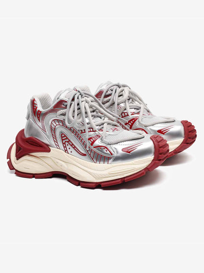 Thesupermade American Retro Invisible Height-enhancing Thick-soled Mecha Sneakers