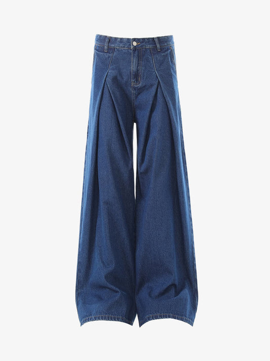 High-Waisted Wide-Leg Cargo Pants with Unique Pocket Design