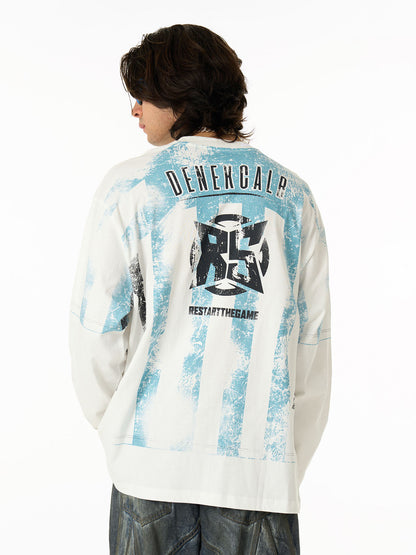 Stylish Long Sleeve Graphic Tee with Camouflage Pants Set for Men