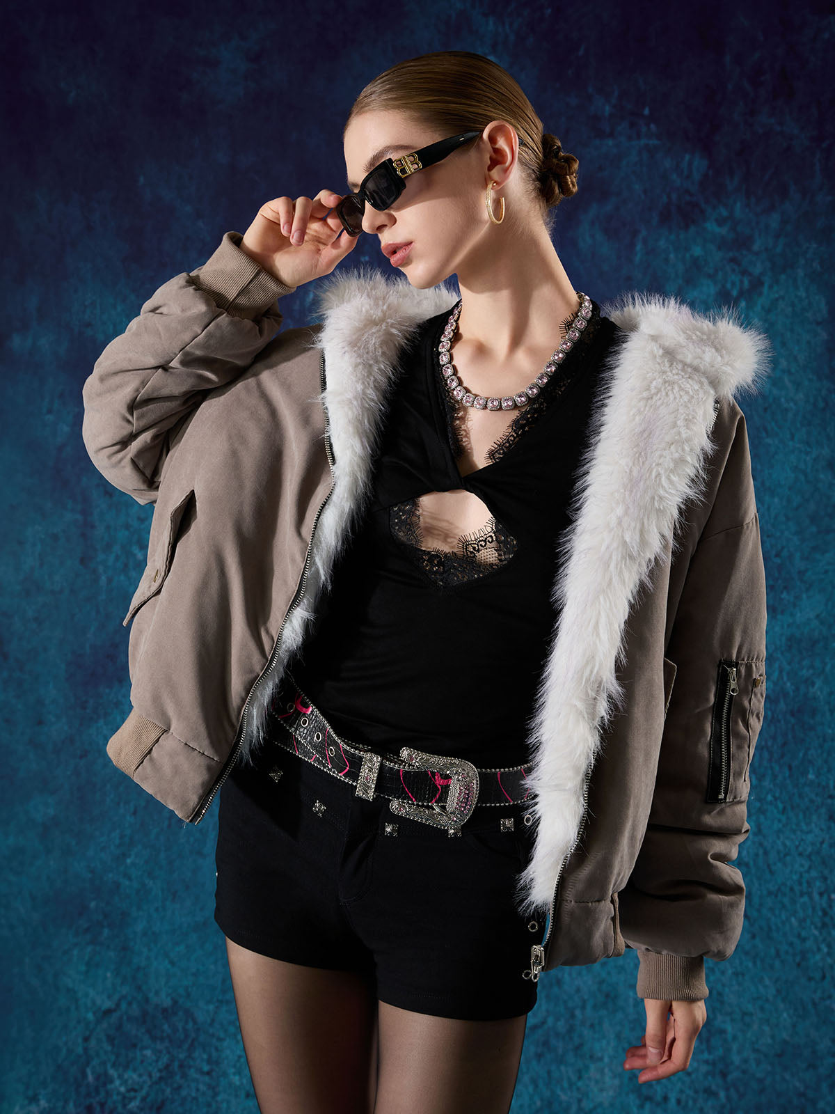 Oversized Reversible Fur Hooded Jacket