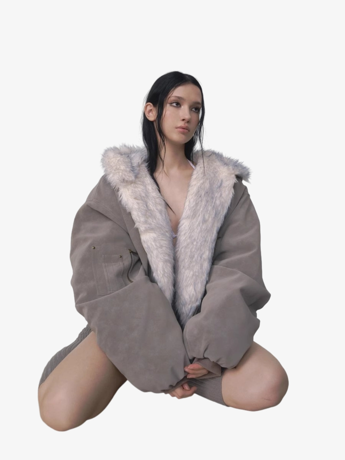 Winter Warmth Bomber Jacket with Faux Fur Trim - Stylish and Cozy Outerwear for Cold Weather