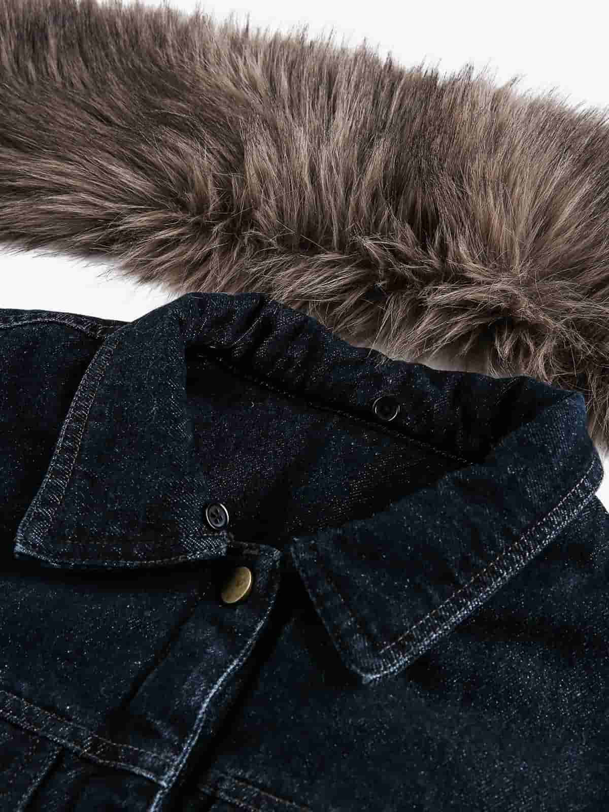 Winter-Ready Corduroy Jacket with Faux Fur Trim for Men