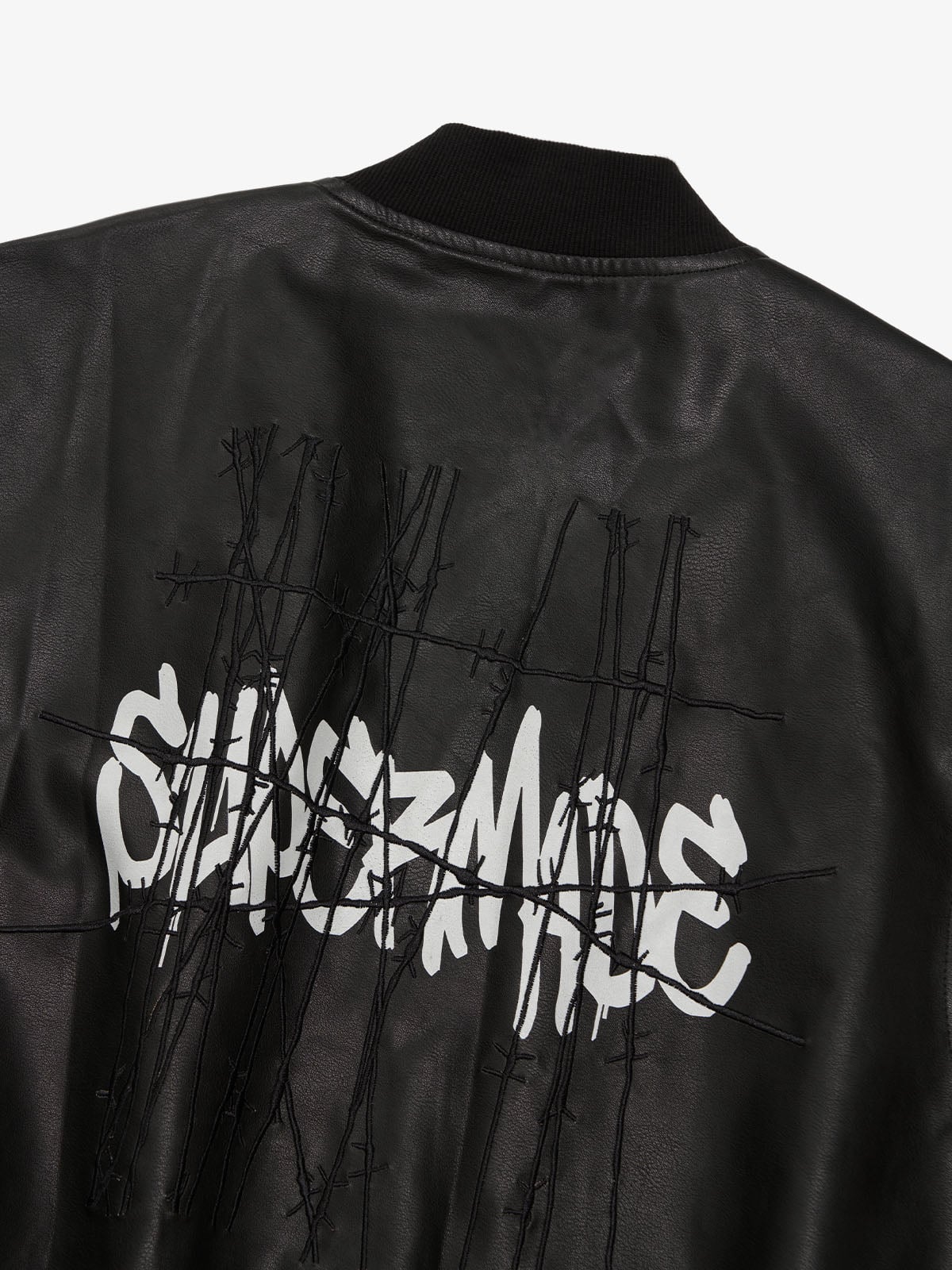 Thorn Destruction Frame Pattern Leather Vest