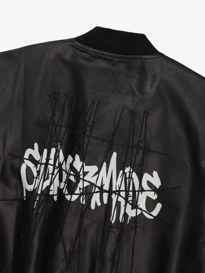 Thorn Destruction Frame Pattern Leather Vest