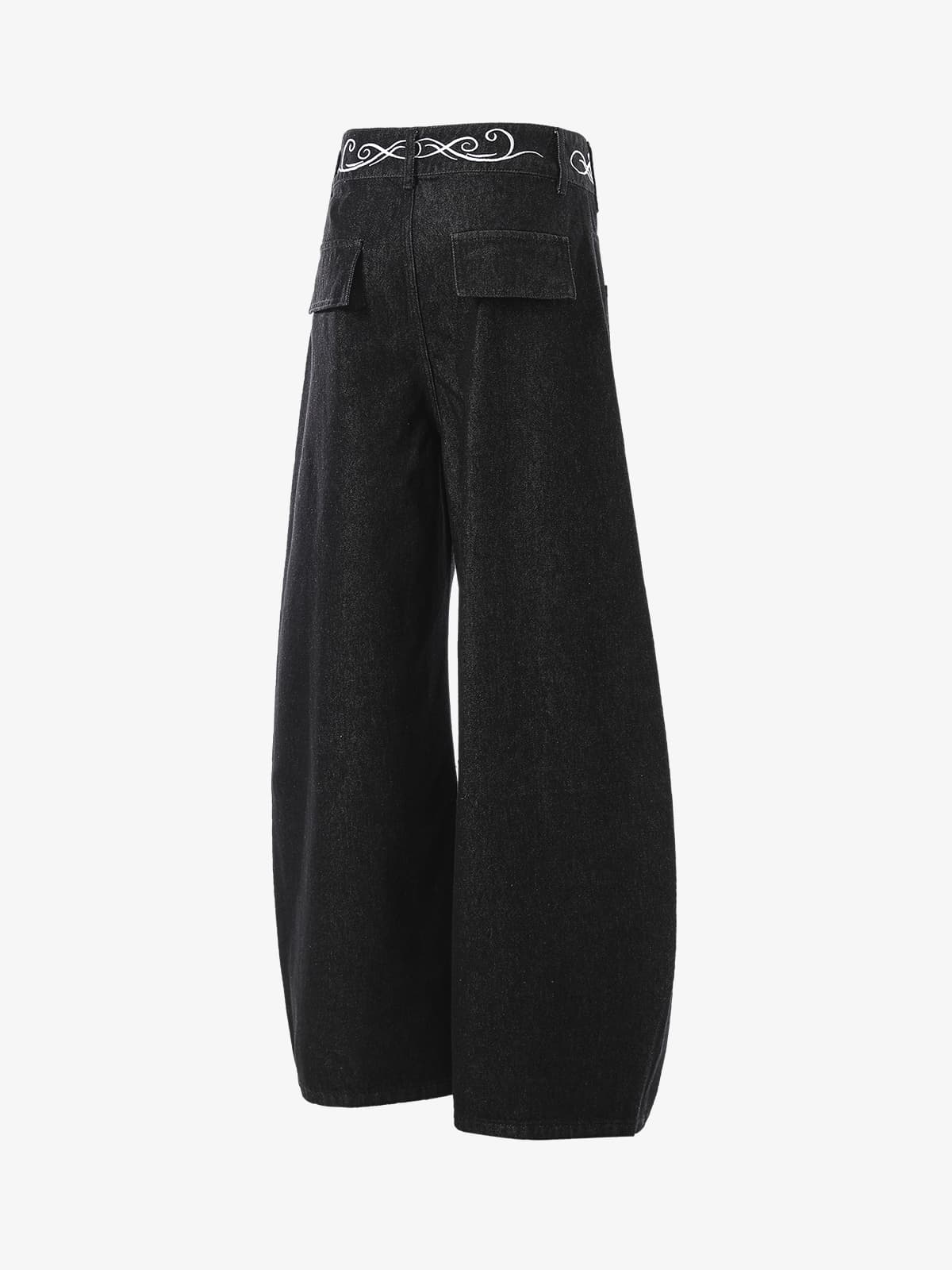 High-Waisted Wide-Leg Cargo Pants with Unique Pocket Design
