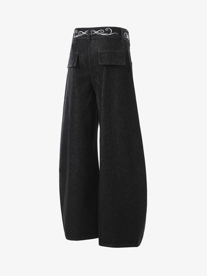 High-Waisted Wide-Leg Cargo Pants with Unique Pocket Design