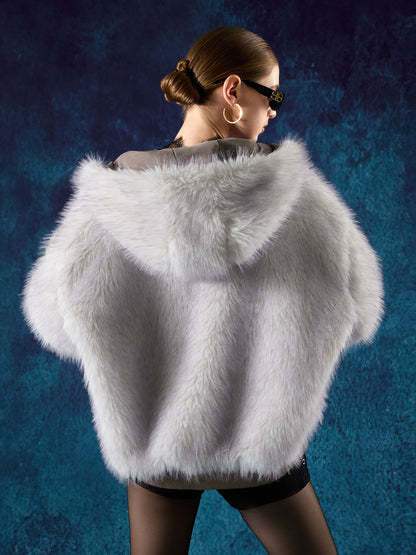 Oversized Reversible Fur Hooded Jacket