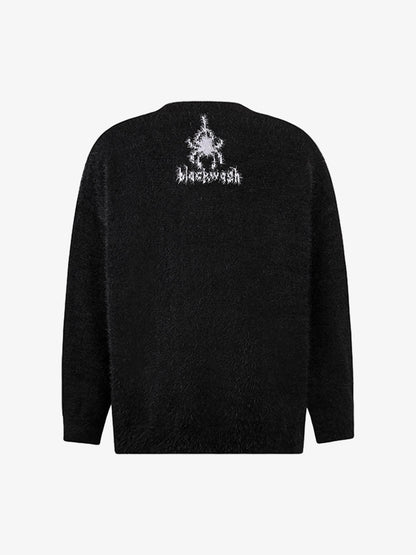 Retro Letter Jacquard Mink Sweater