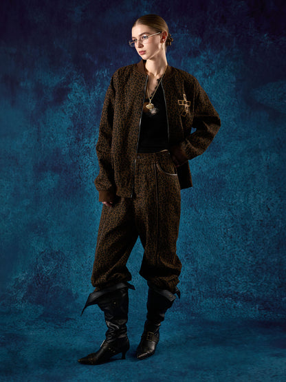 SUPM Letter Graffiti Cross Frame Leopard Print Set