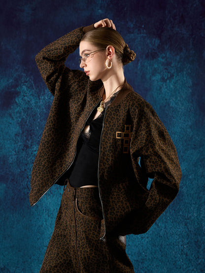 SUPM Letter Graffiti Cross Frame Leopard Print Set