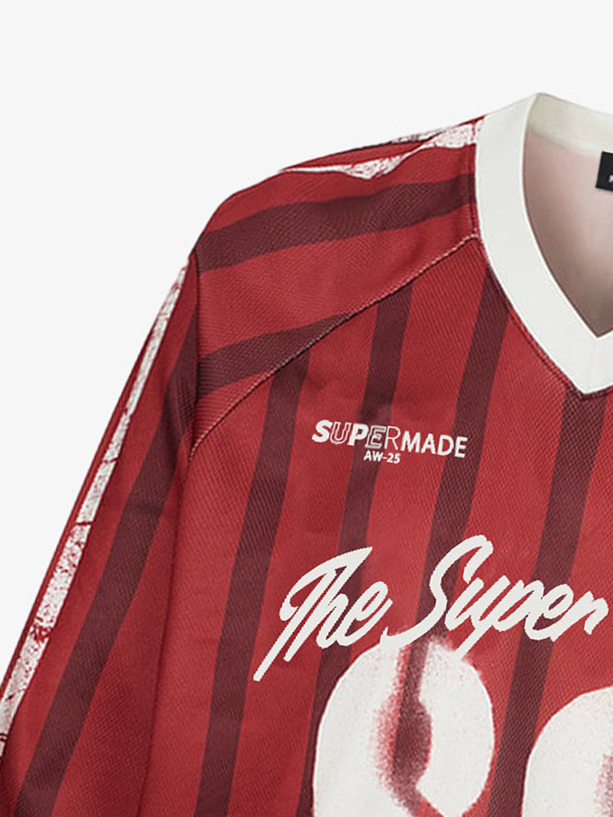 Retro Striped 88 Print Graphic Jersey Long-Sleeved T-Shirt